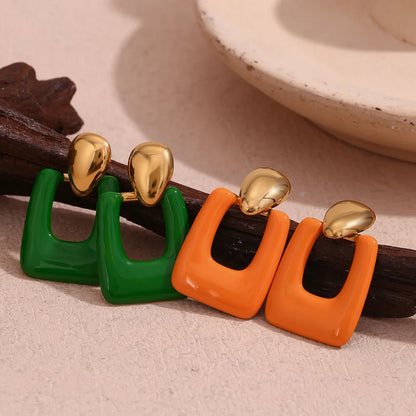 Colorful Hollow Rectangular Drop Earrings - Zafinne Jewelry