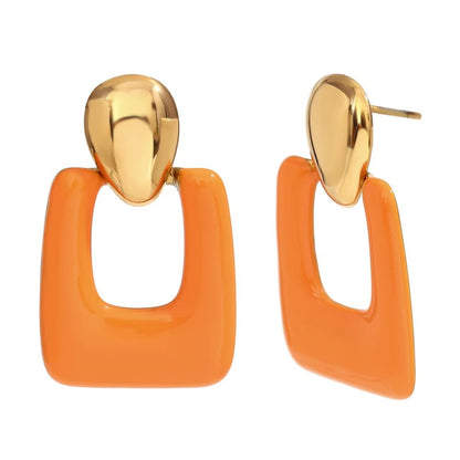 Colorful Hollow Rectangular Drop Earrings - Zafinne Jewelry