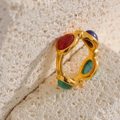 Colorful Natural Stone Agate Ring - Zafinne Jewelry