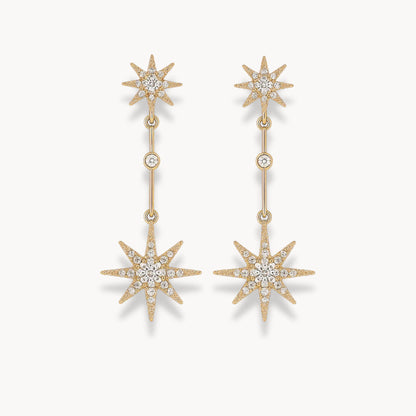 Crystal Star Long Earrings - Zafinne Jewelry