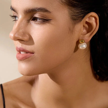 Elegant Oval Pearl Earrings - Zafinne Jewelry