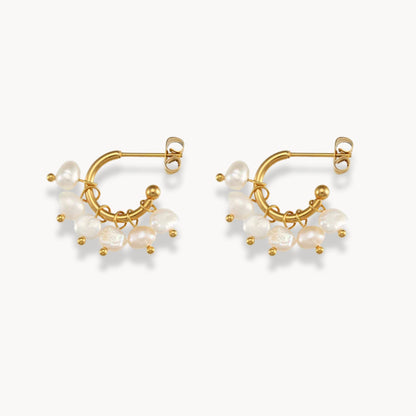 Freshwater Pearl Pendant Hoop Earrings - Zafinne Jewelry