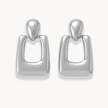 Hollow Rectangular Drop Earrings - Zafinne Jewelry
