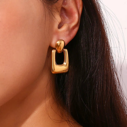 Hollow Rectangular Drop Earrings - Zafinne Jewelry