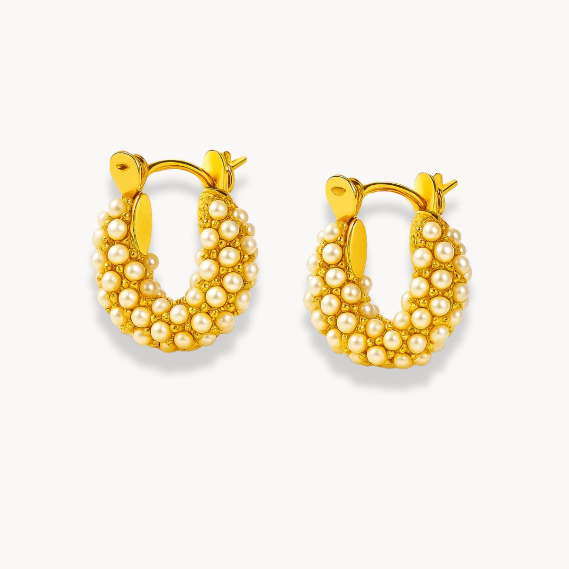 Hoop Vintage Pearls Earrings - Zafinne Jewelry