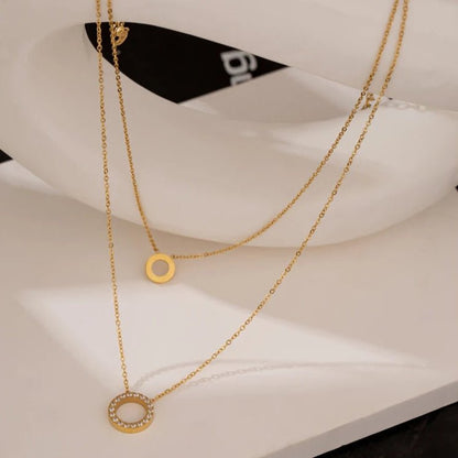 Liora Double Circle Layered Necklace - Zafinne Jewelry