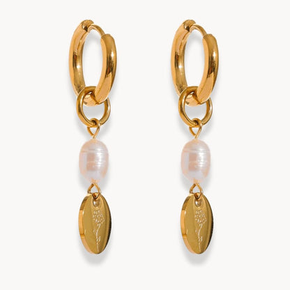 Pearl Charm Flower Drop Earrings - Zafinne Jewelry