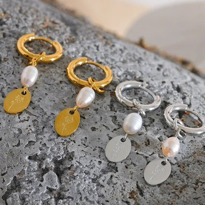 Pearl Charm Flower Drop Earrings - Zafinne Jewelry