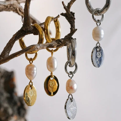 Pearl Charm Flower Drop Earrings - Zafinne Jewelry