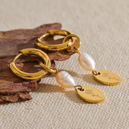 Pearl Charm Flower Drop Earrings - Zafinne Jewelry
