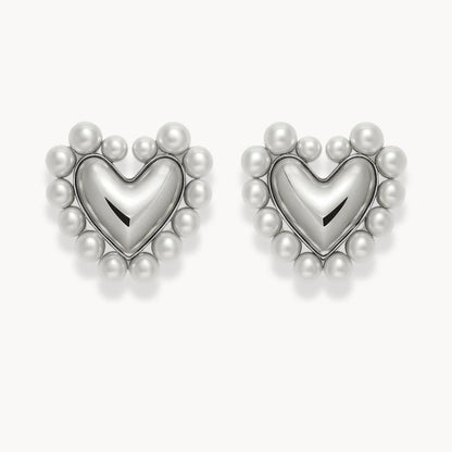 Pearl Heart Earrings - Zafinne Jewelry