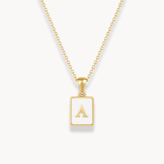 Pearl Shell Initial Letter Necklace - Zafinne Jewelry