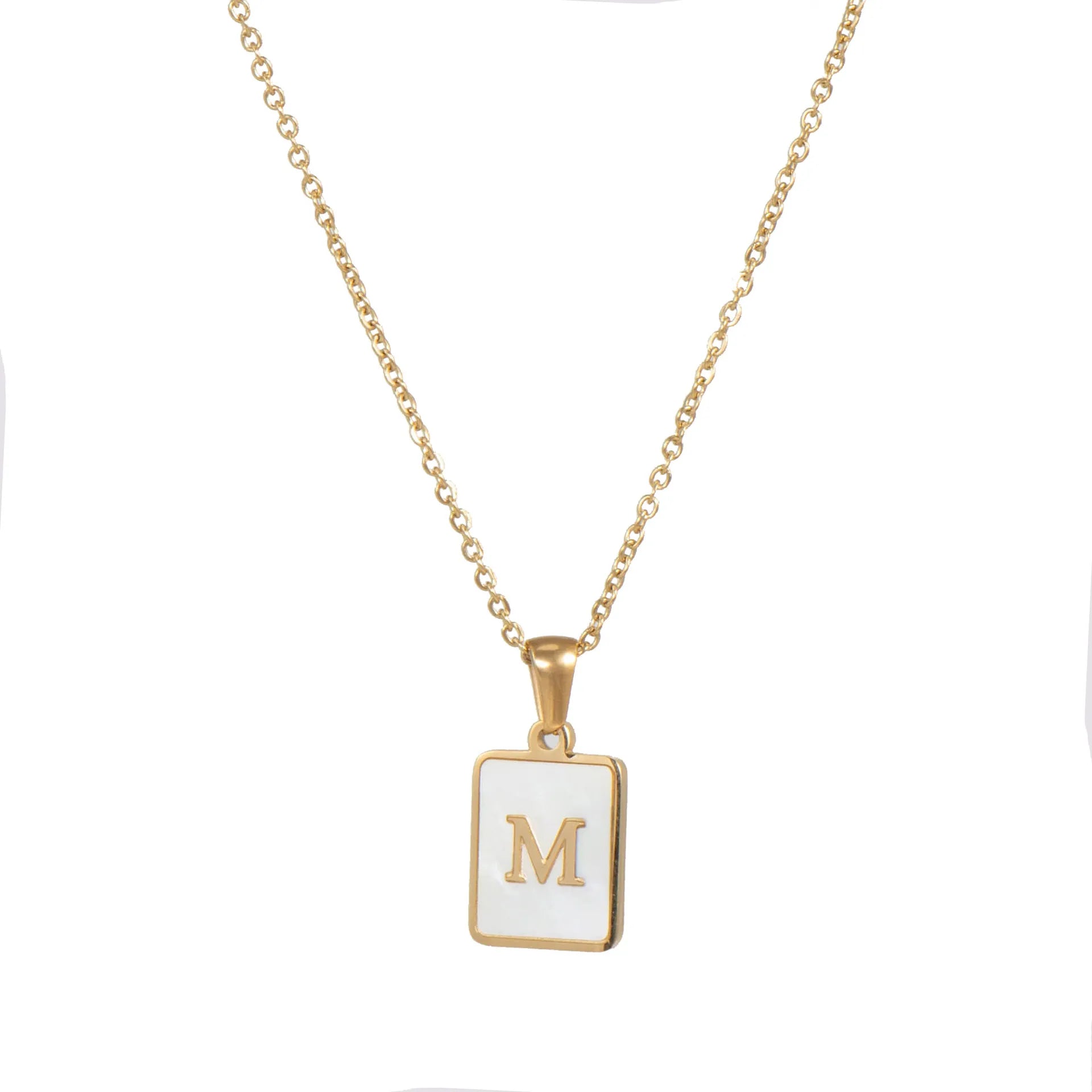Pearl Shell Initial Letter Necklace - Zafinne Jewelry