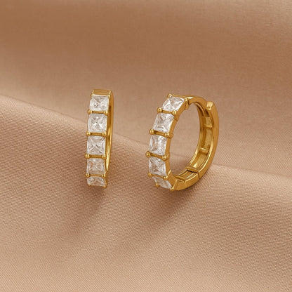 Riviera Square - Cut Hoop Earrings - Zafinne Jewelry