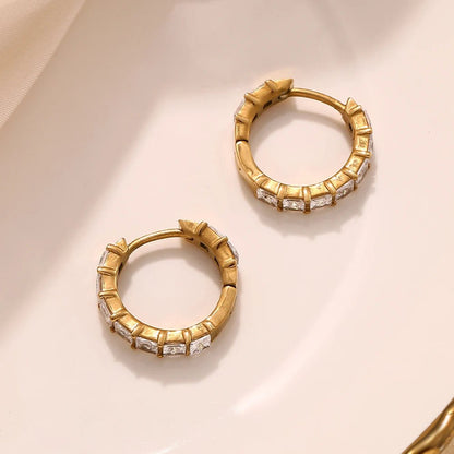 Riviera Square - Cut Hoop Earrings - Zafinne Jewelry