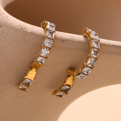 Riviera Square - Cut Hoop Earrings - Zafinne Jewelry