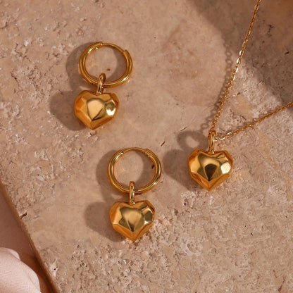 Solid Cutted Heart Charm Necklace - Zafinne Jewelry