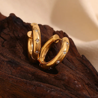 Stars Hoop Earrings - Zafinne Jewelry