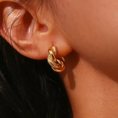 Twisted Hoop Earrings Gold - Zafinne Jewelry