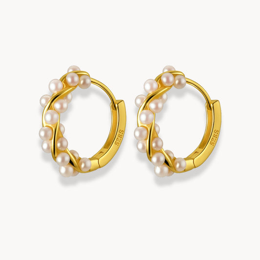Twisted Pearl Hoop Earrings - Zafinne Jewelry